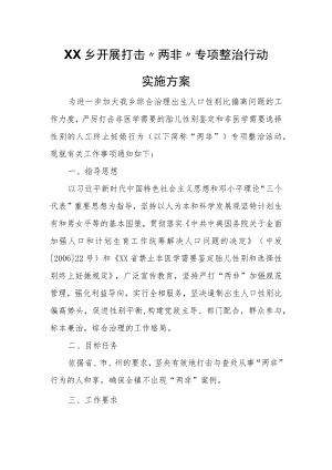 XX乡开展打击“两非”专项整治行动实施方案.docx