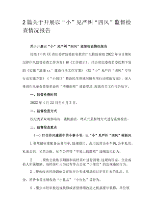 2篇关于开展以“小”见严纠“四风”监督检查情况报告.docx