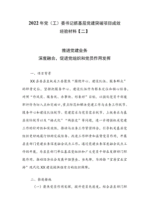 2022年党（工）委书记抓基层党建突破项目成效经验材料【二】.docx