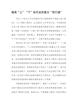 【学习《推进领导干部能上能下规定》体会文章】深学笃行 锚准“上”“下”标尺走好复兴“双行道”.docx