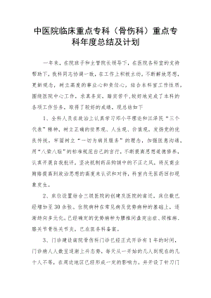 中医院临床重点专科（骨伤科）重点专科年度总结及计划.docx