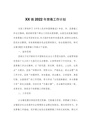 XX镇2022年禁毒工作计划.docx
