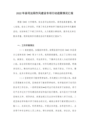 2022年县司法局作风建设专项行动进展情况汇报.docx