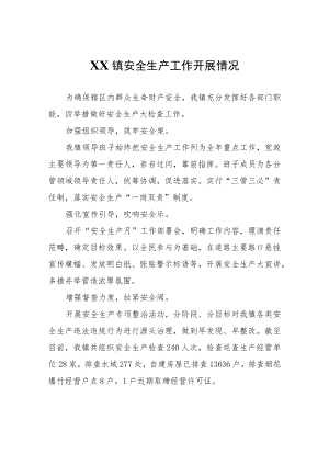 XX镇安全生产工作开展情况.docx