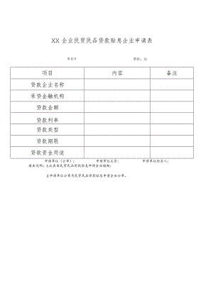 ××企业民贸民品贷款贴息企业申请表.docx