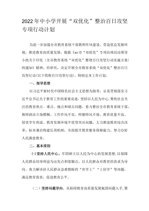 2022年中小学开展“双优化”整治百日攻坚专项行动计划.docx