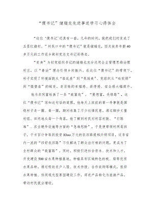 “傻书记”储瑞龙先进事迹学习心得体会.docx