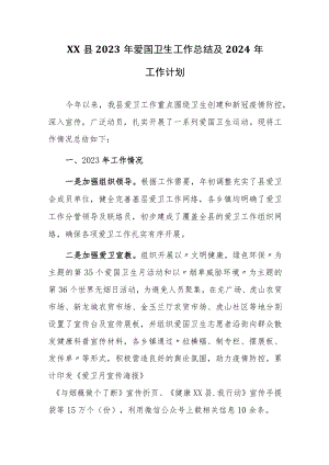 XX县2023年爱国卫生工作总结及2024年工作计划.docx