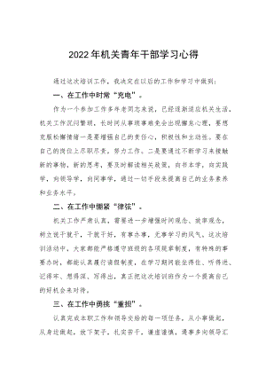 2022年机关青年干部学习心得九篇样本.docx