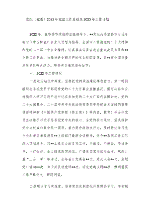 党组（党委）2022年党建工作总结及2023年工作计划.docx
