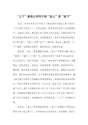 2022学习《推进领导干部能上能下规定》心得体会.docx