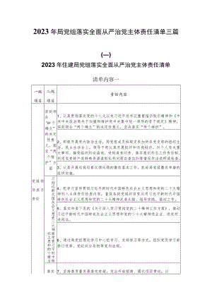 2023年局党组落实全面从严治党主体责任清单三篇.docx