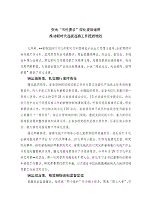 202207突出五性要求 深化规律运用 推动新时代湖北巡视巡察工作提质增效.docx