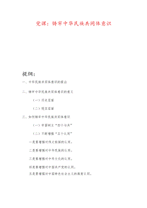 党课：铸牢中华民族共同体意识.docx