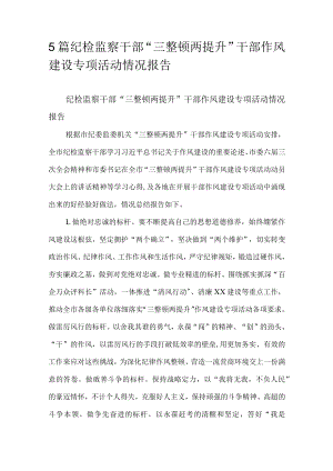 5篇纪检监察干部“三整顿两提升”干部作风建设专项活动情况报告.docx