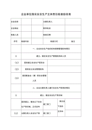 企业单位落实安全生产主体责任检查验收表.docx