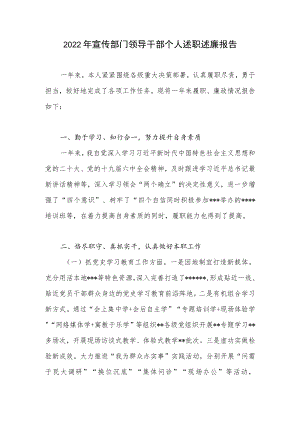 2022年宣传部门领导干部个人述职述廉报告.docx