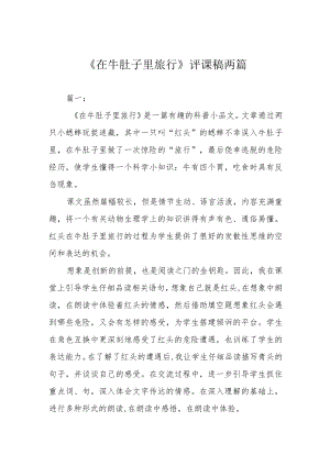《在牛肚子里旅行》评课稿两篇.docx