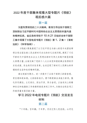 2022年度干部集体观看大型专题片《领航》观后感六篇.docx