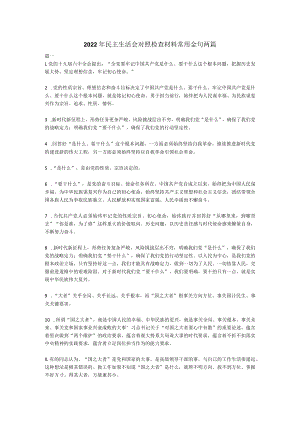 2022年民主生活会对照检查材料常用金句两篇.docx