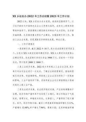 XX乡经发办2022年工作总结暨2023年工作计划.docx