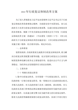 2022年行政复议体制改革方案.docx