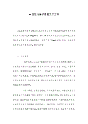 xx县湿地保护修复工作方案.docx