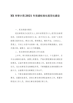 XX市审计局2021年党建标准化规范化建设自查报告.docx