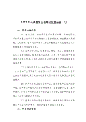 2022年公共卫生全省随机监督抽查计划.docx