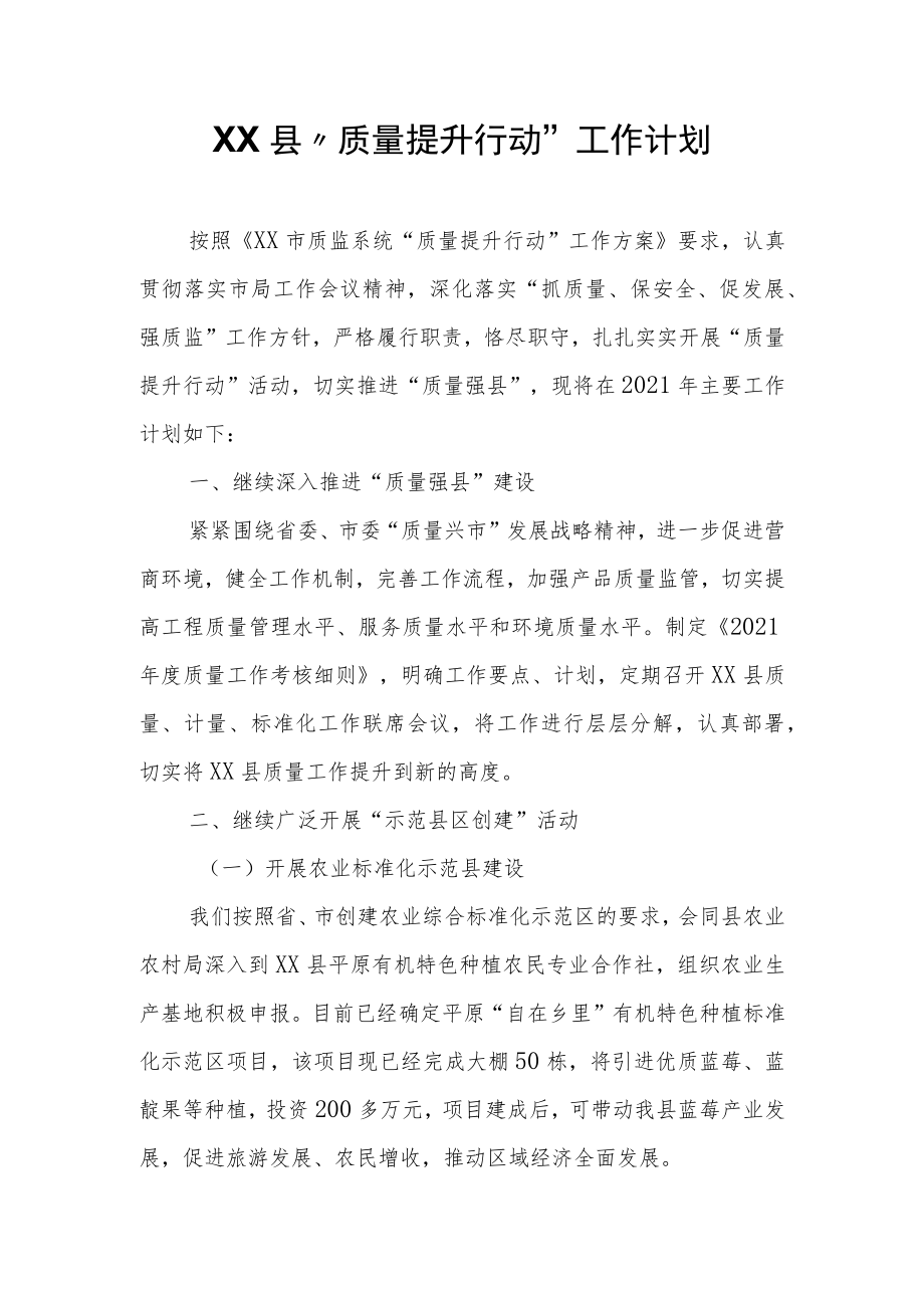 XX县“质量提升行动”工作计划.docx_第1页