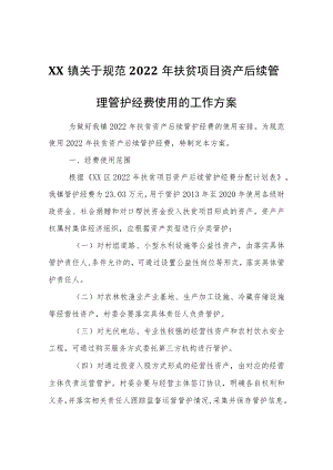 XX镇关于规范2022年扶贫项目资产后续管理管护经费使用的工作方案.docx