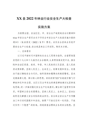 XX县2022年林业行业安全生产大检查实施方案.docx
