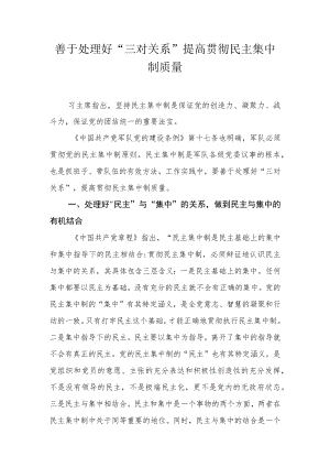 2022年民主集中制研讨发言材料.docx