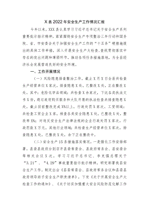 X县2022年安全生产工作情况汇报.docx