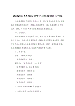 2022年XX镇安全生产应急救援队伍方案.docx