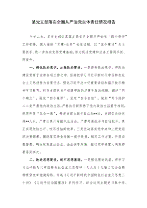 2022党支部落实全面从严治党主体责任情况报告.docx