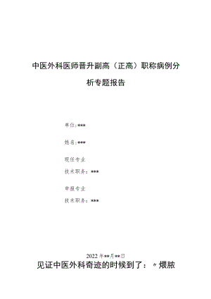 中医外科医师晋升副主任（主任）医师例分析专题报告（煨脓生肌疗法）.docx