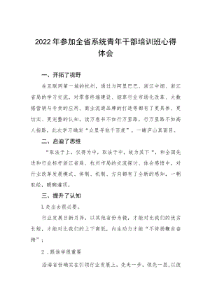 2022年参加全省系统青年干部培训班心得体会五篇.docx