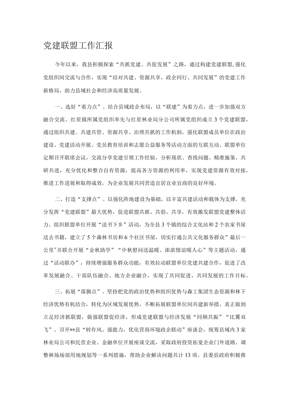 党建联盟工作汇报.docx_第1页
