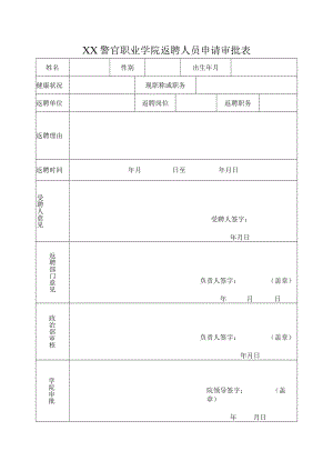 XX警官职业学院返聘人员申请审批表.docx