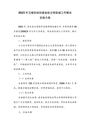 2023年卫健系统创建省级文明县城工作整改实施方案.docx