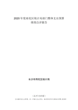 2020年度雨花区统计局部门整体支出预算绩效自评报告.docx
