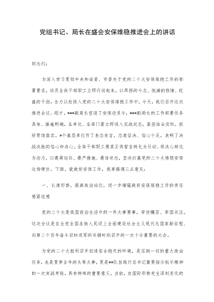 党组书记、局长在盛会安保维稳推进会上的讲话.docx