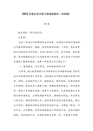 2022年度企业中层干部述职报告（共四篇）.docx