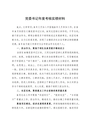 党委书记年度考核实绩材料.docx