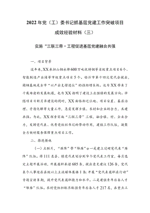 2022年党（工）委书记抓基层党建工作突破项目成效经验材料（三）.docx