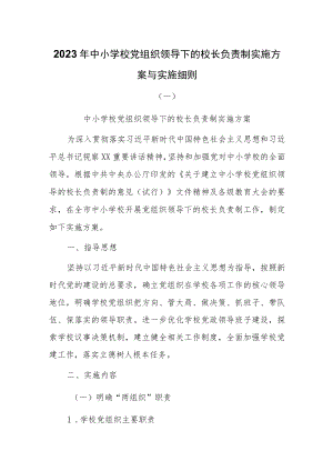 2023年中小学校党组织领导下的校长负责制实施方案与实施细则共3篇.docx