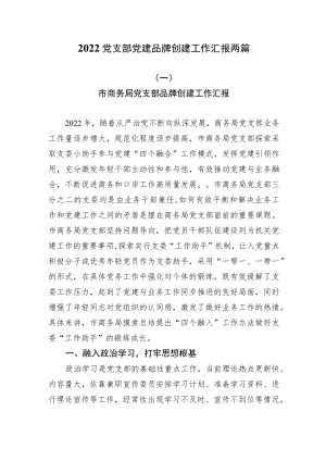 2022党支部党建品牌创建工作汇报两篇.docx