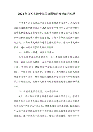 2022年XX实验中学民族团结进步活动月总结.docx