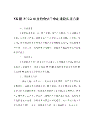 XX区2022年度粮食烘干中心建设实施方案.docx
